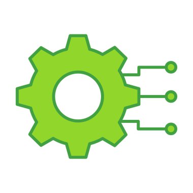 Setting technology icon with green outline style. Concept, digital, data, abstract, network, internet, tech. Vector Illustration