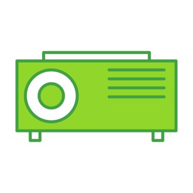 Projector technology icon with green outline style. Concept, digital, data, abstract, network, internet, tech. Vector Illustration