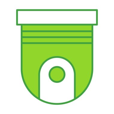 CCTV technology icon with green outline style. Concept, digital, data, abstract, network, internet, tech. Vector Illustration