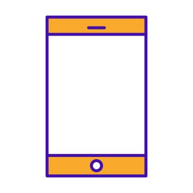 Mobile technology icon with orange purple outline style. Concept, digital, data, abstract, network, internet, tech. Vector Illustration