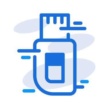 USB technology icon with blue outline style. Concept, digital, data, abstract, network, internet, tech. Vector Illustration