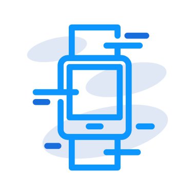 Smart watch technology icon with blue outline style. Concept, digital, data, abstract, network, internet, tech. Vector Illustration