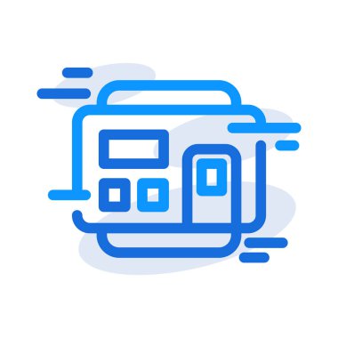 Absent machine technology icon with blue outline style. Concept, digital, data, abstract, network, internet, tech. Vector Illustration