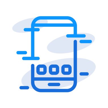 Smartphone technology icon with blue outline style. Concept, digital, data, abstract, network, internet, tech. Vector Illustration