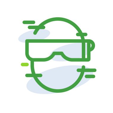 Google glass technology icon with green outline style. Concept, digital, data, abstract, network, internet, tech. Vector Illustration