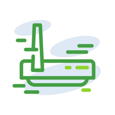 Router technology icon with green outline style. Concept, digital, data, abstract, network, internet, tech. Vector Illustration