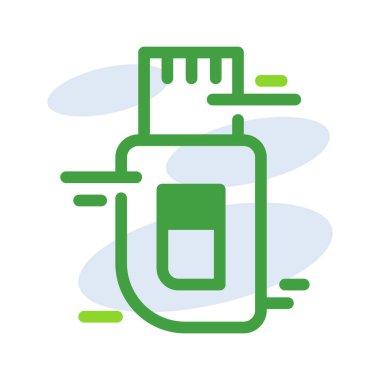 USB technology icon with green outline style. Concept, digital, data, abstract, network, internet, tech. Vector Illustration