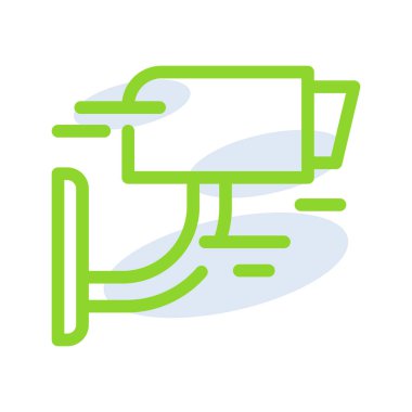 CCTV technology icon with green outline style. Concept, digital, data, abstract, network, internet, tech. Vector Illustration