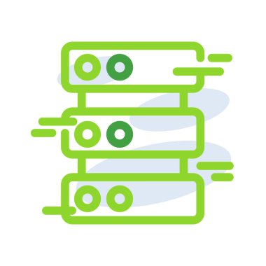 Data server technology icon with green outline style. Concept, digital, data, abstract, network, internet, tech. Vector Illustration
