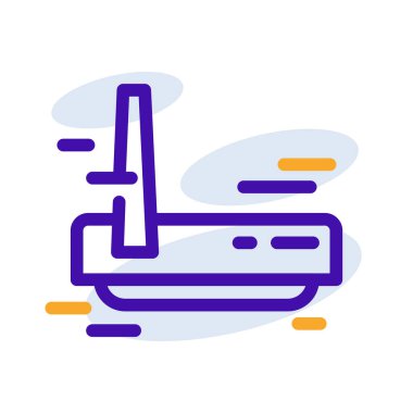 Router technology icon with orange purple outline style. Concept, digital, data, abstract, network, internet, tech. Vector Illustration