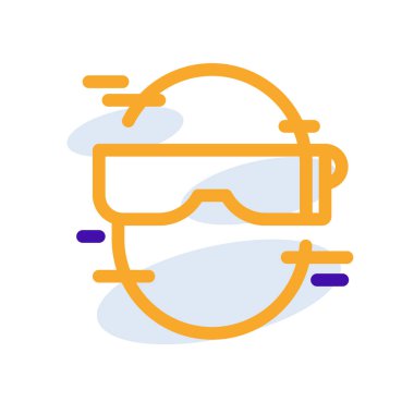 Google glass technology icon with orange purple outline style. Concept, digital, data, abstract, network, internet, tech. Vector Illustration