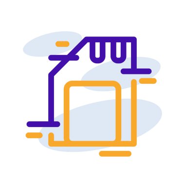 SD card technology icon with orange purple outline style. Concept, digital, data, abstract, network, internet, tech. Vector Illustration