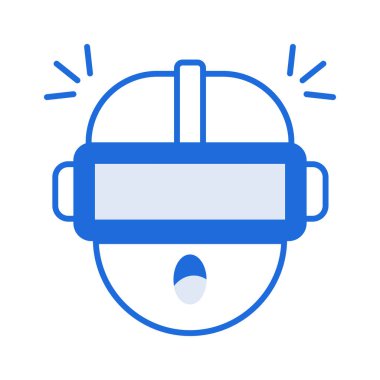 Virtual reality technology icon collection with blue outline style. Concept, digital, data, abstract, network, internet, tech. Vector Illustration