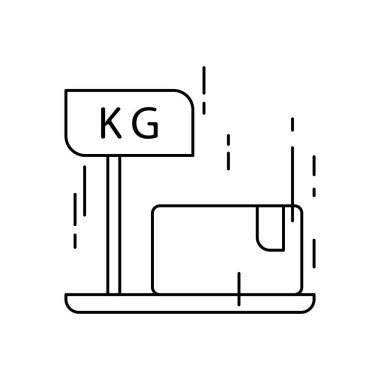 Package scale delivery service icons with black outline style. Shipping logistics symbol sign. Simple vector illustration. Related to package, fee, fast courier