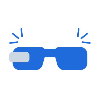 Smart glasses technology icon collection with blue outline style. Concept, digital, data, abstract, network, internet, tech. Vector Illustration
