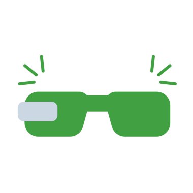 Smart glasses technology icon collection with green outline style. Concept, digital, data, abstract, network, internet, tech. Vector Illustration