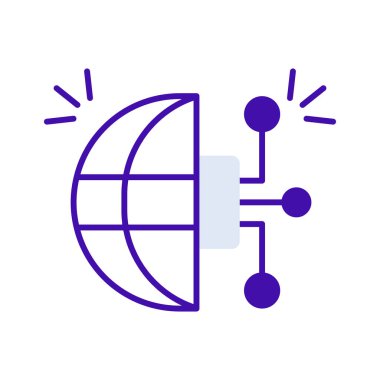 Digitalization technology icon collection with purple outline style. Concept, digital, data, abstract, network, internet, tech. Vector Illustration