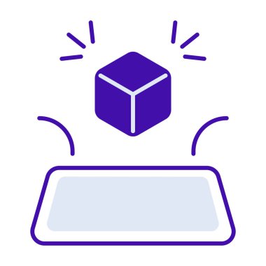 Augmented reality technology icon collection with purple outline style. Concept, digital, data, abstract, network, internet, tech. Vector Illustration