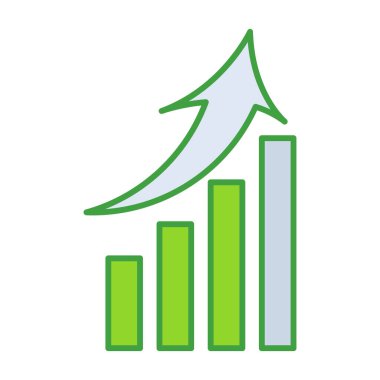 Graph business icon collection with green outline style. symbol, set, web, line, technology, internet, design. Vector Illustration