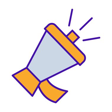 Ad campaign business icon collection with purple orange outline style. symbol, set, web, line, technology, internet, design. Vector Illustration