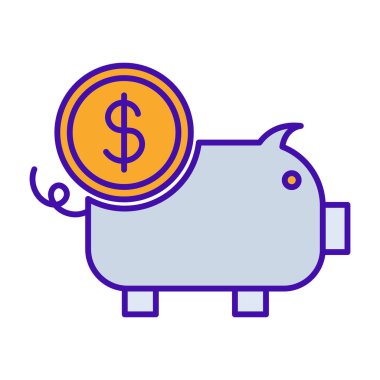 Investment business icon collection with purple orange outline style. symbol, set, web, line, technology, internet, design. Vector Illustration