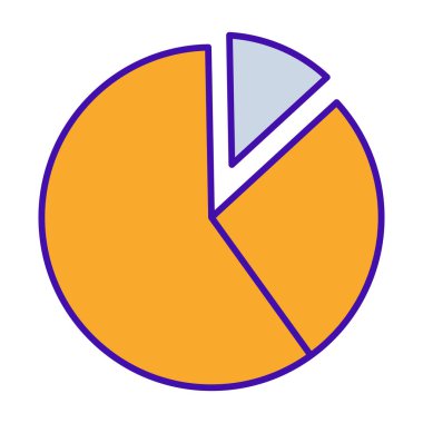 Pie chart business icon collection with purple orange outline style. symbol, set, web, line, technology, internet, design. Vector Illustration