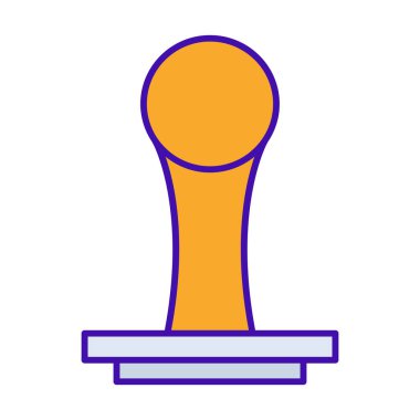 Stamp business icon collection with purple orange outline style. symbol, set, web, line, technology, internet, design. Vector Illustration