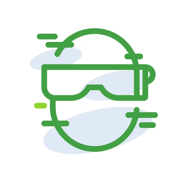Google Glass Technology Icon Green Outline Style Concept Digital Data — 스톡 벡터