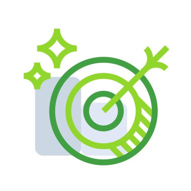 Target business icon collection with green outline style. symbol, set, web, line, technology, internet, design. Vector Illustration