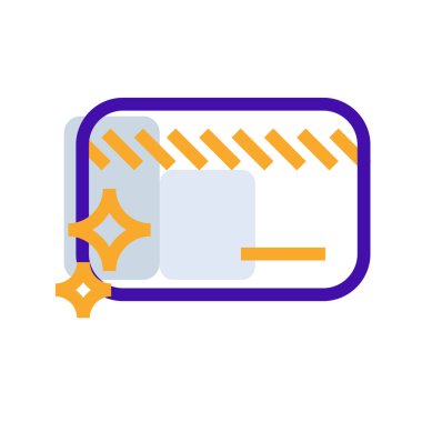 Credit card business icon collection with purple orange outline style. symbol, set, web, line, technology, internet, design. Vector Illustration