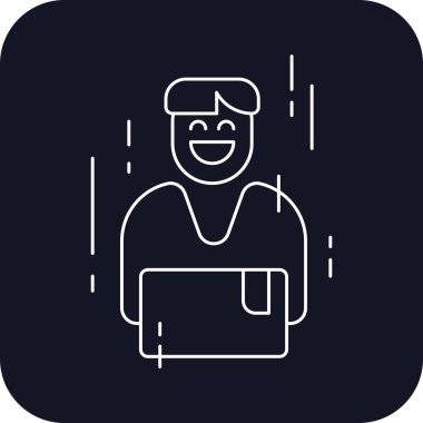 Delivery guy delivery service icons with black filled outline style. Shipping logistics symbol sign. Simple vector illustration. Related to package, fee, fast courier