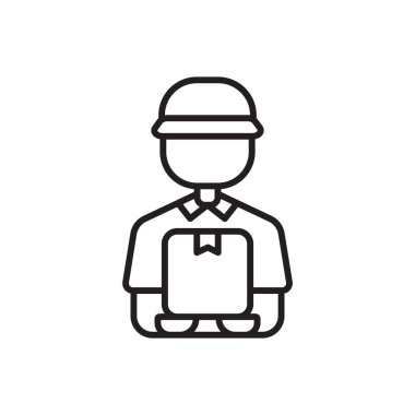 Delivery man delivery service icons with black outline style. Shipping logistics symbol sign. Simple vector illustration. Related to package, fee, fast courier