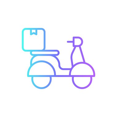 Delivery vespa motorbike delivery service icons with purple blue outline style. Shipping logistics symbol sign. Simple vector illustration. Related to package, fee, fast courier