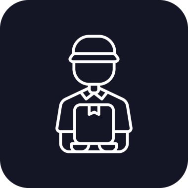 Delivery man delivery service icons with black filled outline style. Shipping logistics symbol sign. Simple vector illustration. Related to package, fee, fast courier