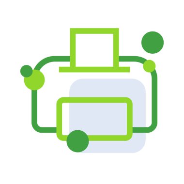 Printer business people icon with green outline style. printer, symbol, sign, print, paper, office, business. Vector Illustration