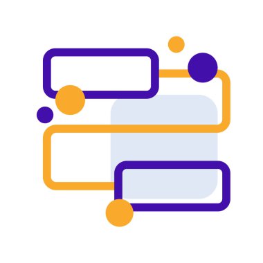 Work flow business people icon with orange purple outline style. work, business, flow, process, symbol, technology, strategy. Vector Illustration