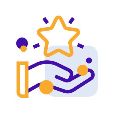 Value business people icon with orange purple outline style. symbol, goal, value, business, line, target, sign. Vector Illustration