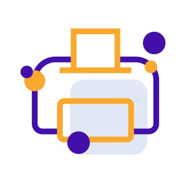 Printer business people icon with orange purple outline style. printer, symbol, sign, print, paper, office, business. Vector Illustration
