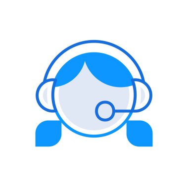 Customer service business people icon with blue outline style. service, customer, help, support, business, contact, person. Vector Illustration