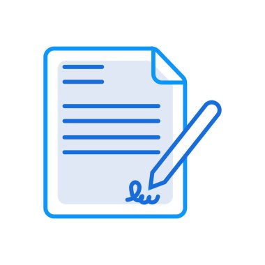 Contract business people icon with blue outline style. contract, symbol, business, document, icon, agreement, paper. Vector Illustration