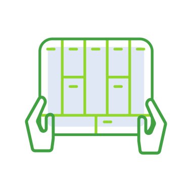 Business plan business people icon with green outline style. business, symbol, strategy, plan, management, team, marketing. Vector Illustration