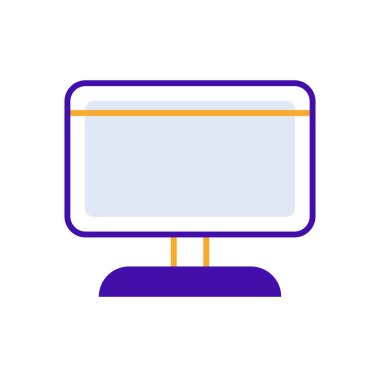 Desktop business people icon with orange purple outline style. pc, desktop, screen, computer, icon, technology, monitor. Vector Illustration