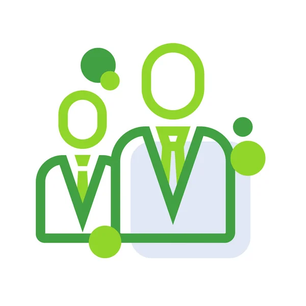 Business team business people icon with green outline style. business, team, teamwork, people, symbol, outline, partnership. Vector Illustration