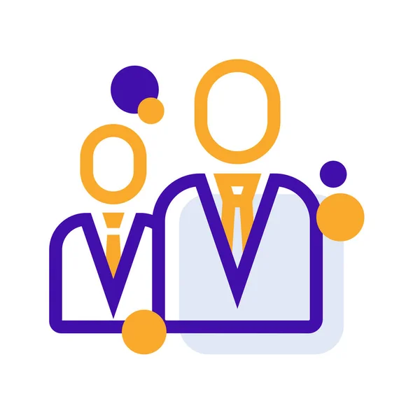 Business team business people icon with orange purple outline style. business, team, teamwork, people, symbol, outline, partnership. Vector Illustration