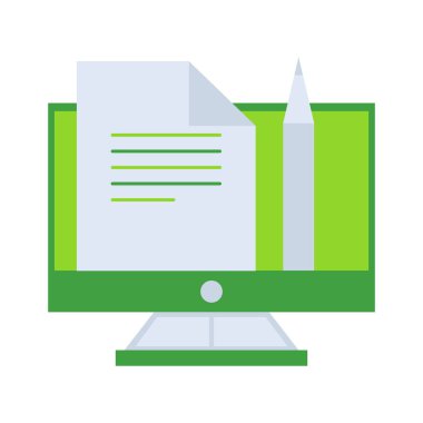 Blogging business management icon with green outline style. web, blog, internet, symbol, social, sign, communication. Vector Illustration