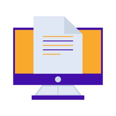 Online file business management icon with orange purple outline style. file, business, computer, symbol, technology, information, internet. Vector Illustration