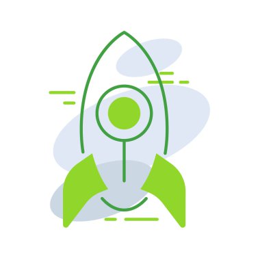 Startup business management icon with green outline style. startup, business, set, symbol, marketing, line, sign. Vector Illustration