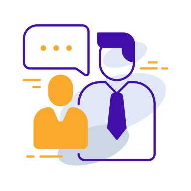 Assign work business management icon with orange purple outline style. assignment, work, business, symbol, task, concept, 3d. Vector Illustration