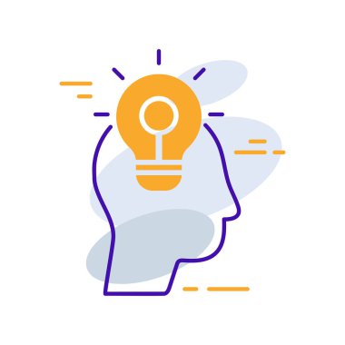 Brain storming business management icon with orange purple outline style. brain, idea, creative, storm, intelligence, concept, symbol. Vector Illustration