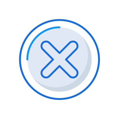 Rejected business management icon with blue outline style. reject, symbol, no, web, mark, wrong, choice. Vector Illustration